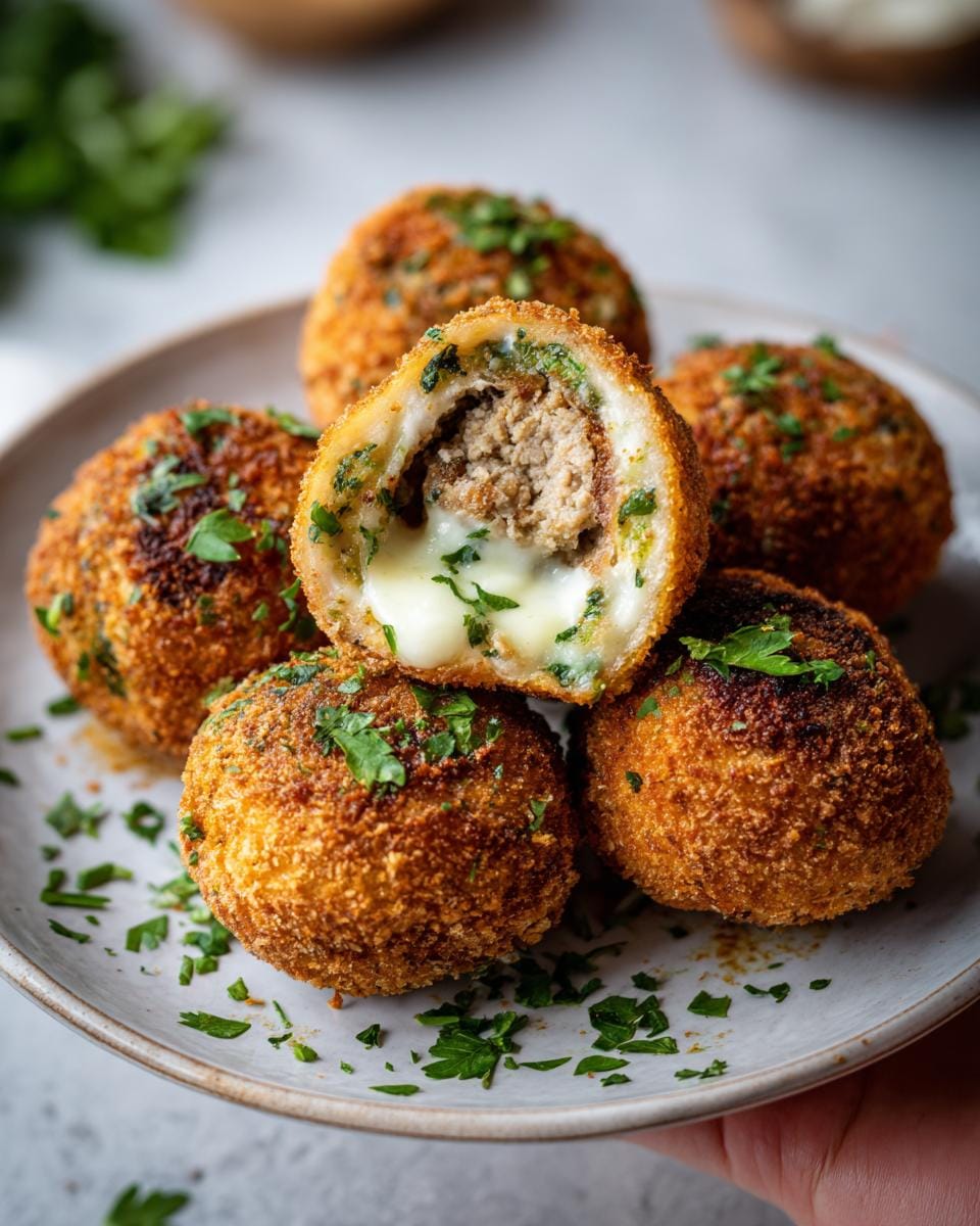 Close-up of a stuffed chicken mince pocket, cut in half, revealing a savory mince filling and melted cheese.