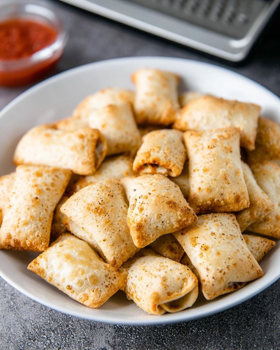 A bowl filled with golden brown, crispy Air Fryer Pizza Rolls, perfect for a quick and delicious snack.