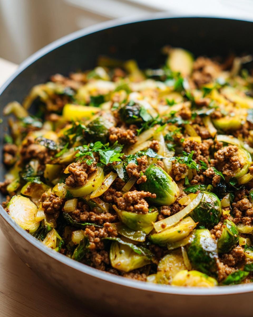 Quick Brussels Sprouts Ground Turkey Skillet (30 Min)
