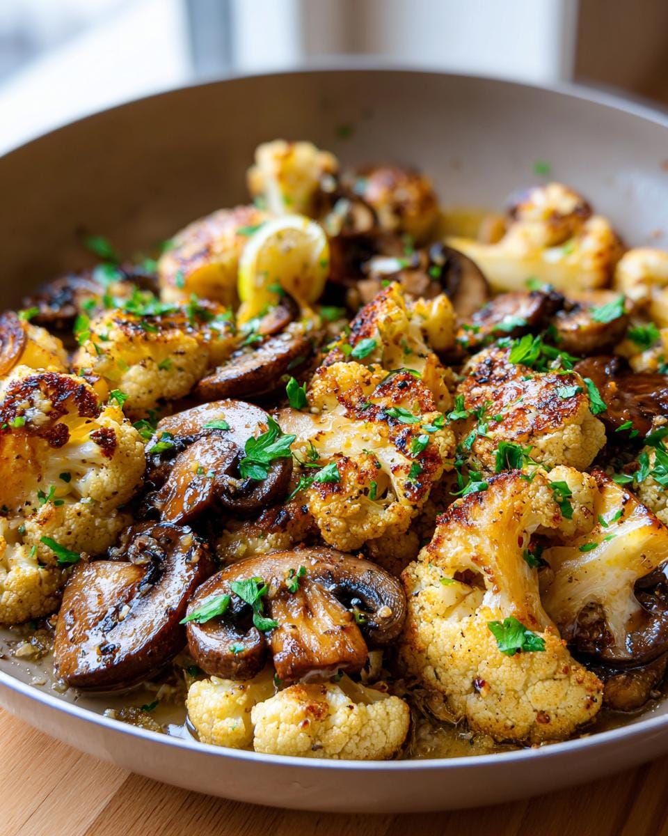 Quick Garlic Sautéed Mushrooms & Cauliflower 25 Min