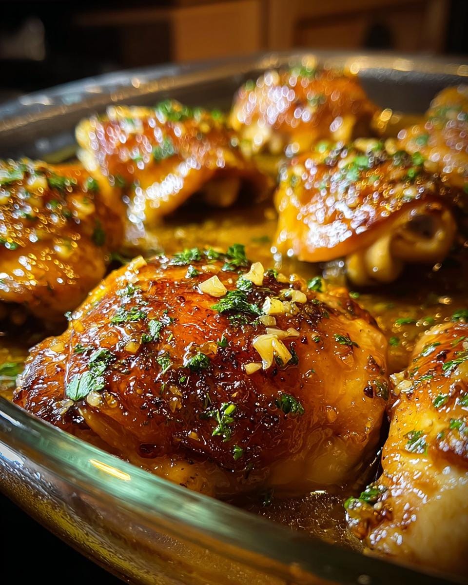 Tender Honey Garlic Chicken Thigh Bake in 35 Mins