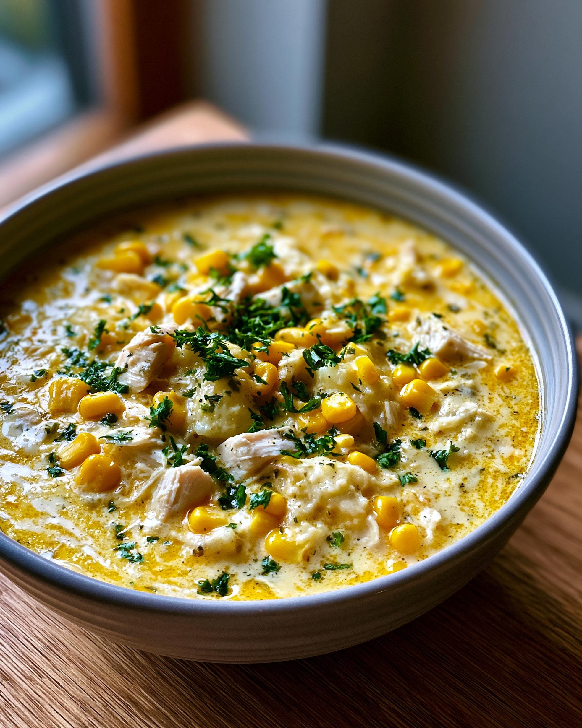 27g Protein Chicken Corn Chowder in 45 Min
